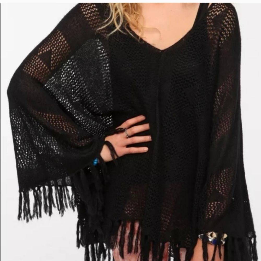 Jack by BB Dakota Tracey Fringe Poncho Sweater